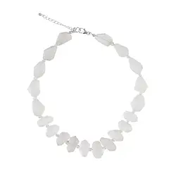 241018230010 Collier Cristal de roche, Nuggets mat (10 - 25 x 15 - 20mm), rhodié | Marco Schreier