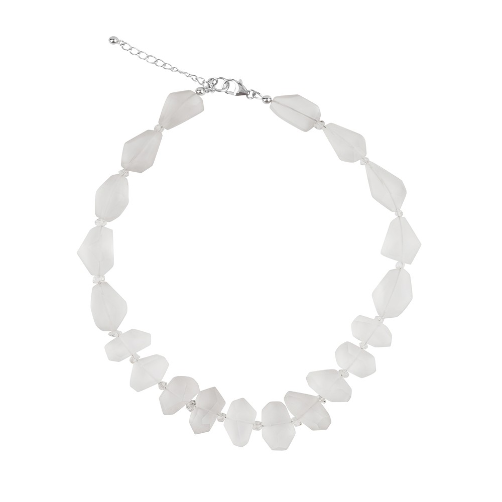 Collier Bergkristall, Nuggets matt (10 - 25 x 15 - 20mm), rhodiniert | Marco Schreier