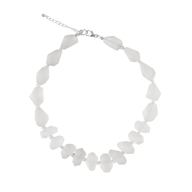 Collana in Cristallo di rocca, pepite opache (10 - 25 x 15 - 20 mm), rodiato | Marco Schreier