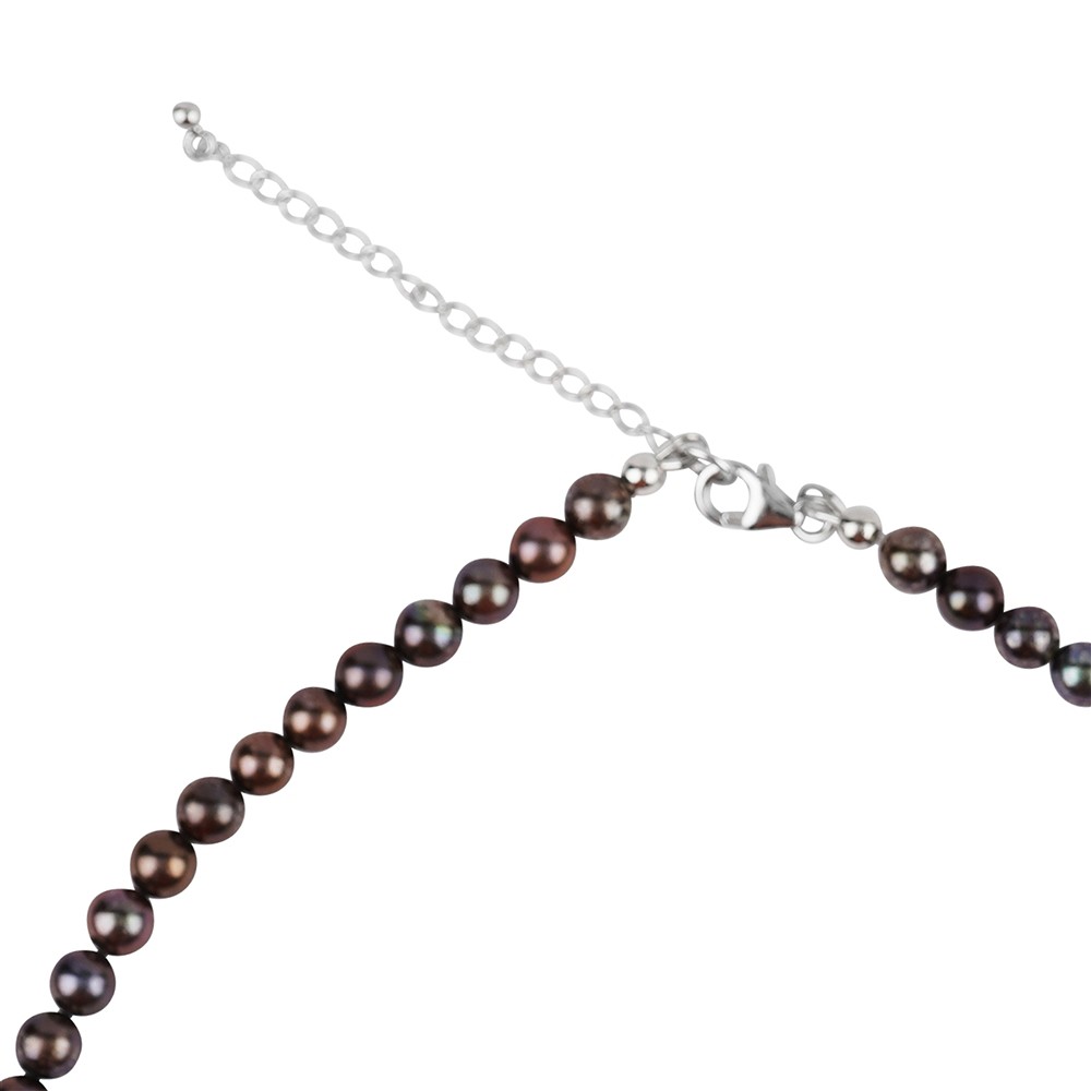 Collar perla marrón-petrol (teñido), redonda (6mm), rodinada | Marco Schreier