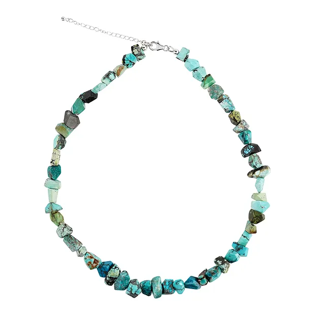 Turquoise necklace (stab.), freeform (5 x 4mm), rhodiniert | Marco Schreier