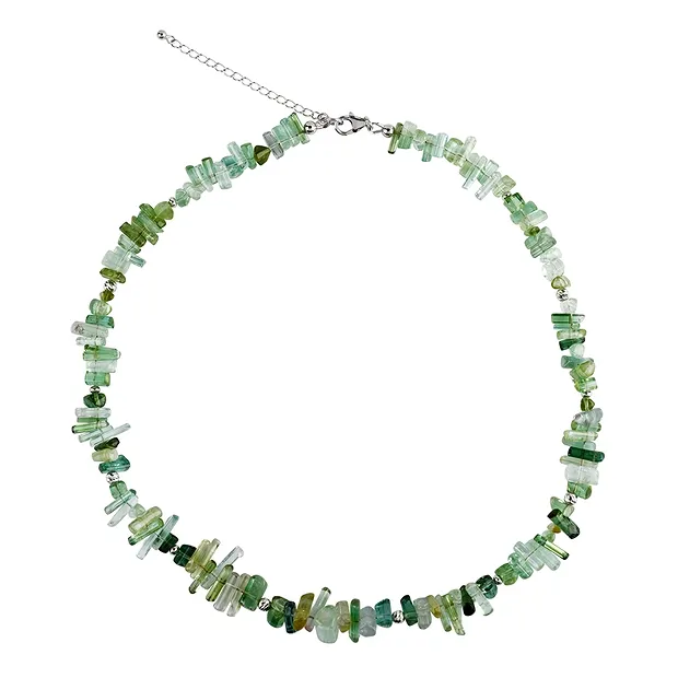 Tourmaline (green) necklace, rods (06 - 13mm), rhodiniert | Marco Schreier