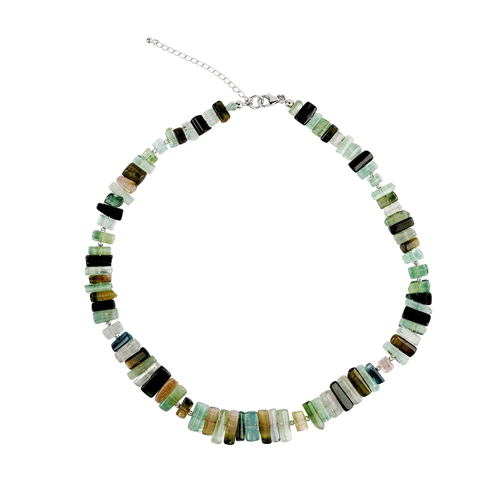 Collana Tormalina (verde), aste (08 - 12 mm), rodiata | Marco Schreier