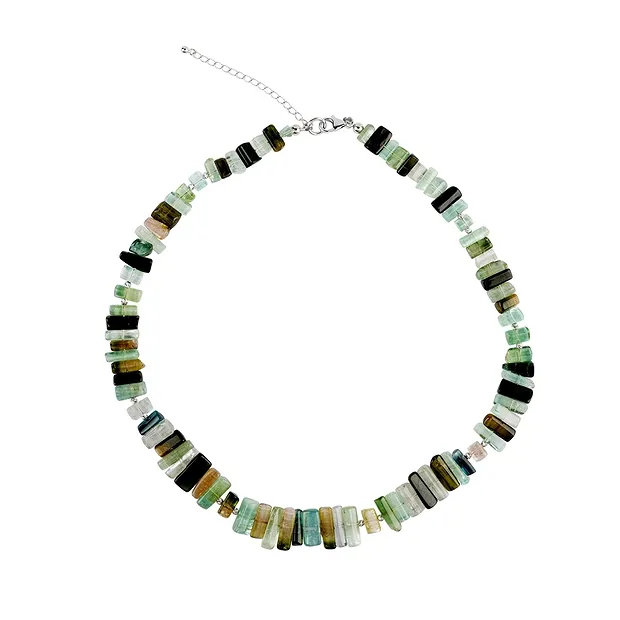 Collana Tormalina (verde), aste (08 - 12 mm), rodiata | Marco Schreier