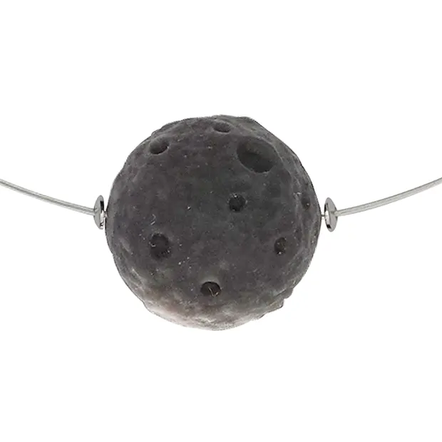 Collier de créateurs obsidienne argentée lune, rhodiée | Marco Schreier