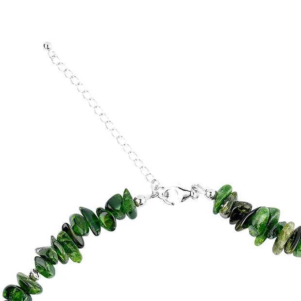 Chrome Diopside necklace, nuggets (5 - 19mm), rhodiniert | Marco Schreier
