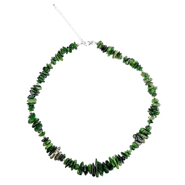 Chrome Diopside necklace, nuggets (5 - 19mm), rhodiniert | Marco Schreier