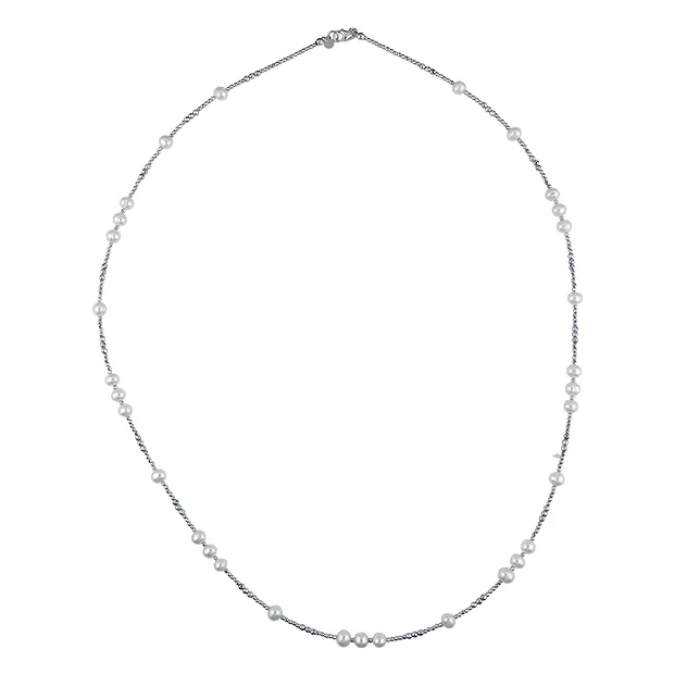 Hematine necklace, pearl, 83cm | minerals trade - gems, healing stones & jewelry