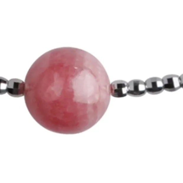 Collier Rhodochrosit, Kugeln (9mm), rhodiniert | Marco Schreier