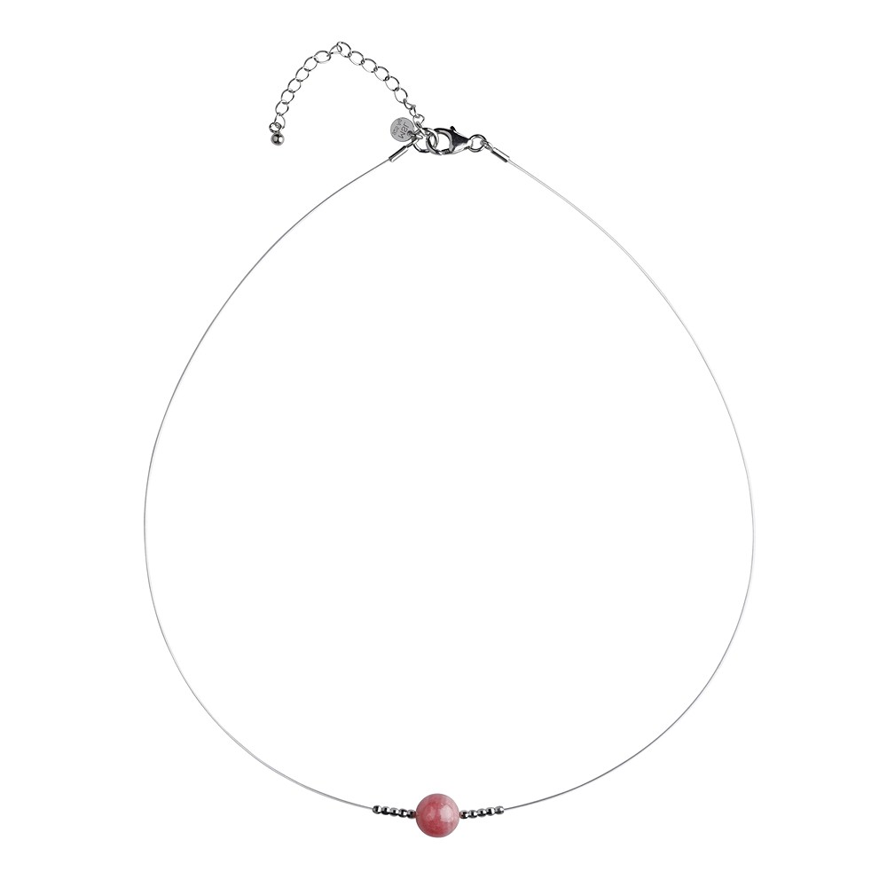 Collier Rhodochrosite, boules, rhodié, Chaîne d'extension | Marco Schreier