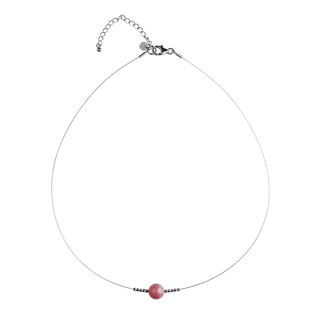 Collier Rhodochrosit, Kugeln (9mm), rhodiniert | Marco Schreier