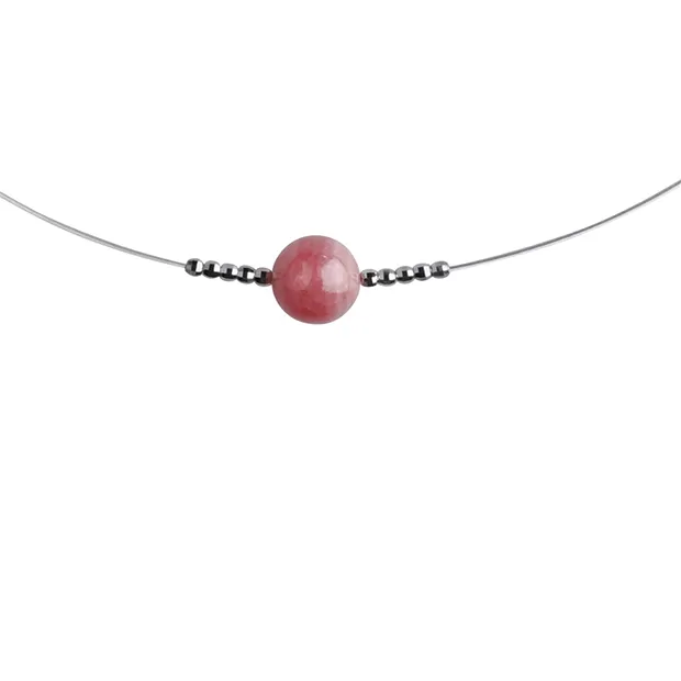 Collier Rhodochrosit, Kugeln (9mm), rhodiniert | Marco Schreier