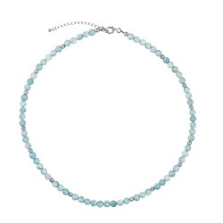241018240016 Collana Larimar, perle sfaccettate (6 mm), rodiato, catena di prolungamento | Marco Schreier
