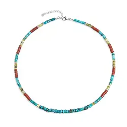 241018240020 Collier Türkis (stab.), Jaspis (rot), Lizardit, rhodiniert | Marco Schreier