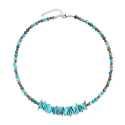 241018240021 Collier Türkis (stab.) Kugeln und Chips, Chalcedon (rot), rhodiniert | Marco Schreier
