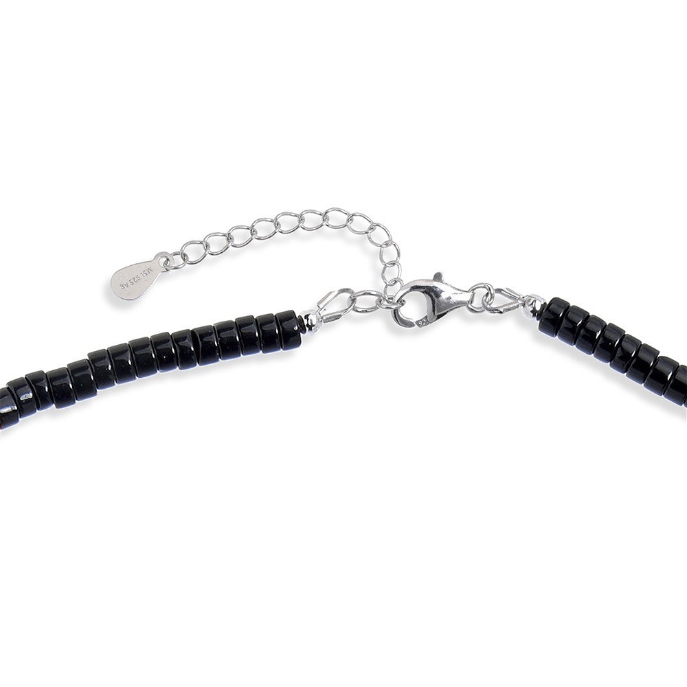 Collana Turchese (pugnalato), Ossidiana (nero), Diaspro (rosso), rodiato | Marco Schreier