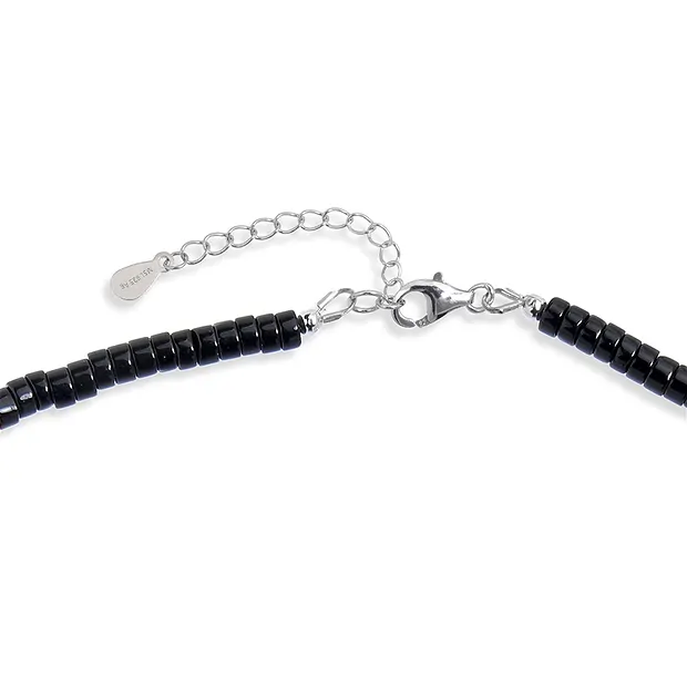 Collier Türkis (stab.), Obsidian (schwarz), Jaspis (rot), rhodiniert | Marco Schreier