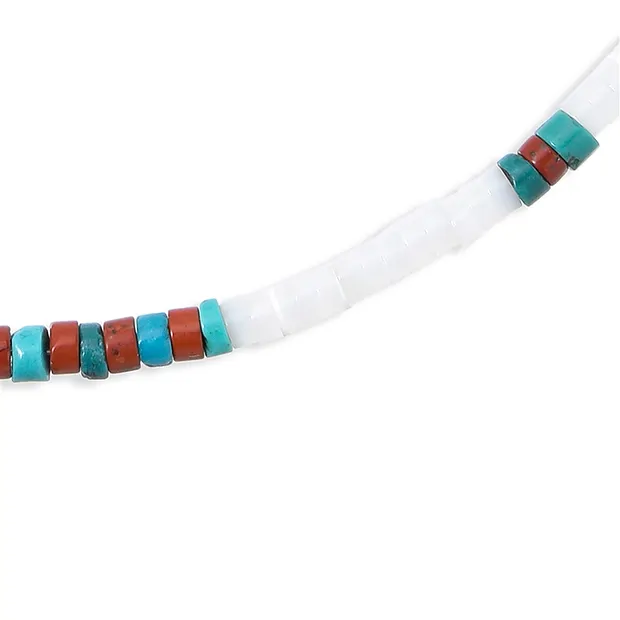 Necklace Turquoise (stab.), Jasper (red), Mother of Pearl, rhodiniert | Marco Schreier