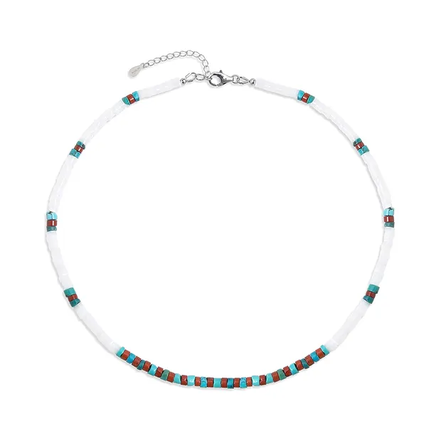 Colliers Turquoise (stab.), Jaspe (rouge), Nacre, rhodié | Marco Schreier