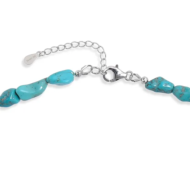 Necklace Turquoise (stab.) nuggets, chalcedony (red), rhodiniert | Marco Schreier