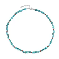 241018240025 Collier Turquoise (stab.), Calcédoine (rouge), rhodié | Marco Schreier