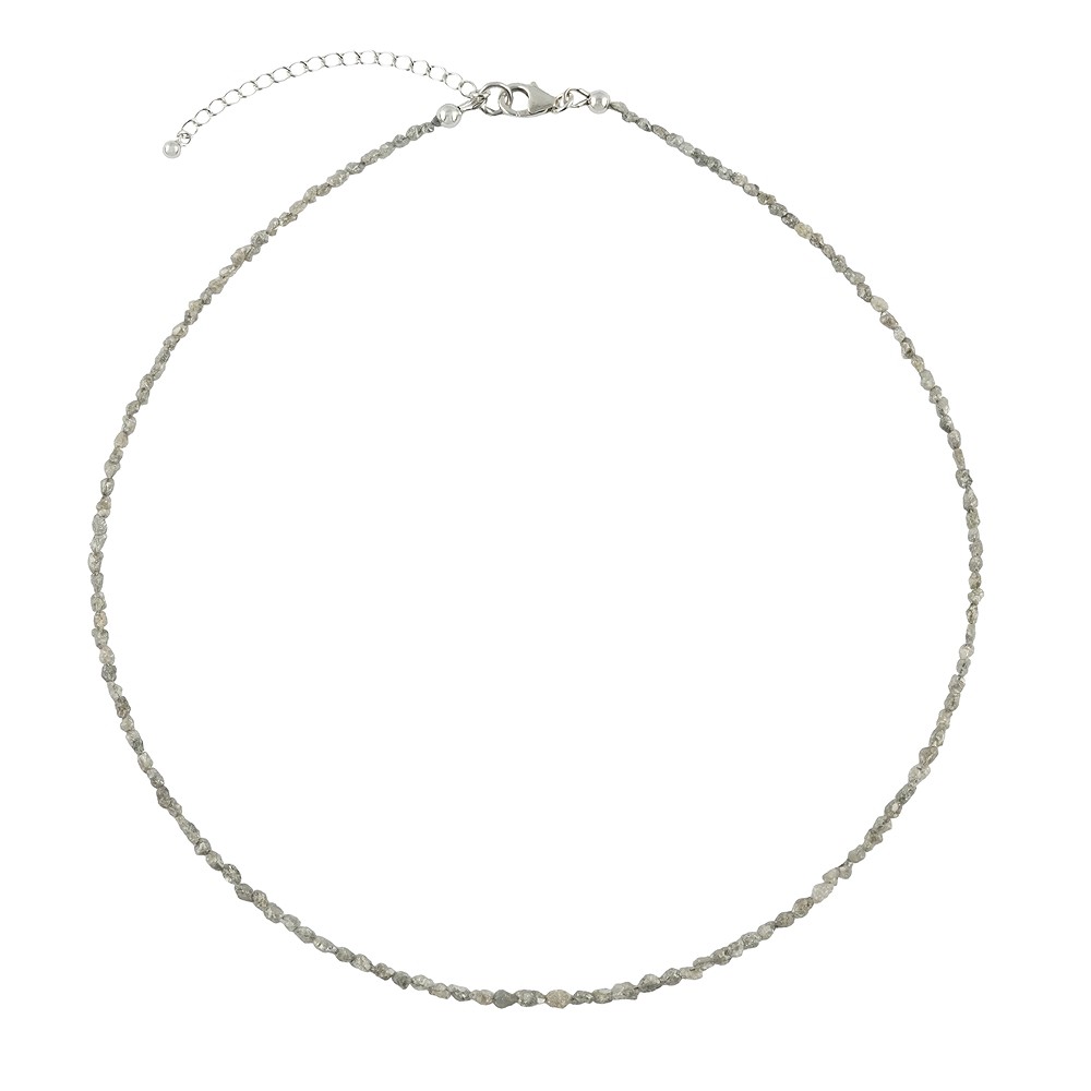 Kette Diamant (grau), Rohkristalle (2,0 - 2,5mm), rhodiniert, Verlängerungskettchen | Marco Schreier