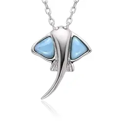 241018240060 Anhänger Larimar, Manta, 1,8cm, rhodiniert, mit Kette | Marco Schreier