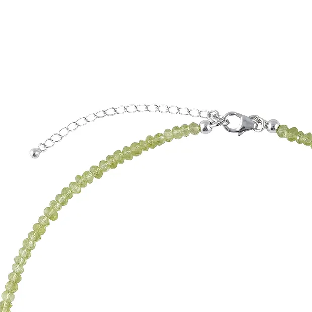 Collier Peridot Button (2,5 x 5mm), Ammolith, rhodiniert, Verlängerungskettchen | Marco Schreier