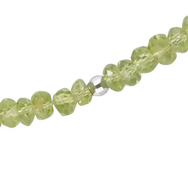 Collier Peridot Button (2,5 x 5mm), Ammolith, rhodiniert, Verlängerungskettchen | Marco Schreier