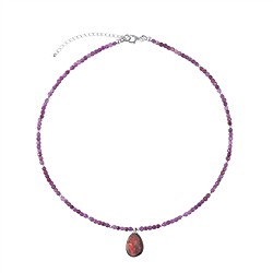 241018250007 Collar cubo de Rubí (3mm), Ammolita, rodinado, cadena extensible | Marco Schreier