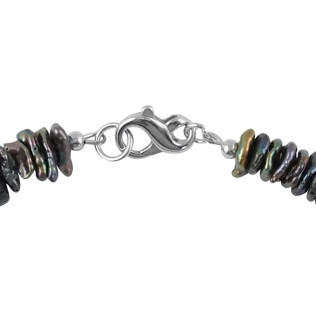 Collier de cristaux Schorl, perles de Keshi, rhodié | Marco Schreier