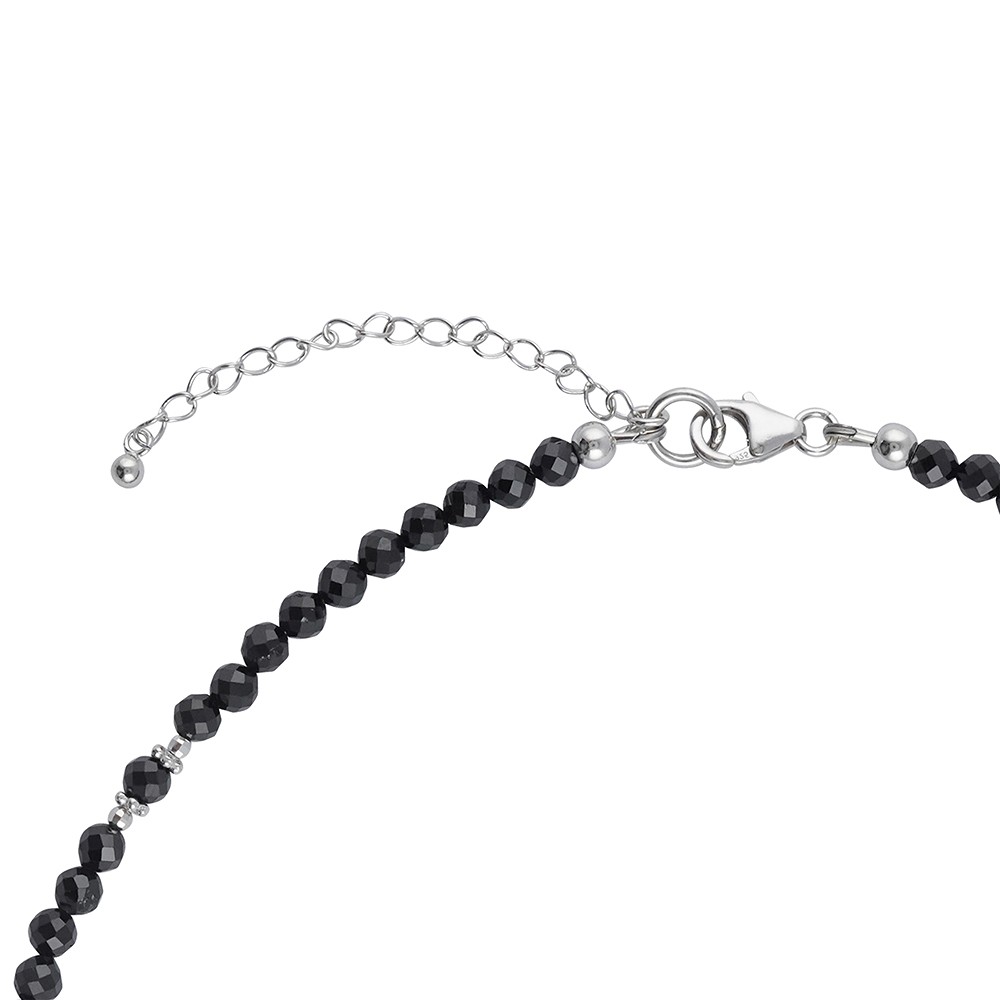 Colliers Spinelle noir boules (4mm), Ammolite, rhodié, Chaîne d'extension | Marco Schreier