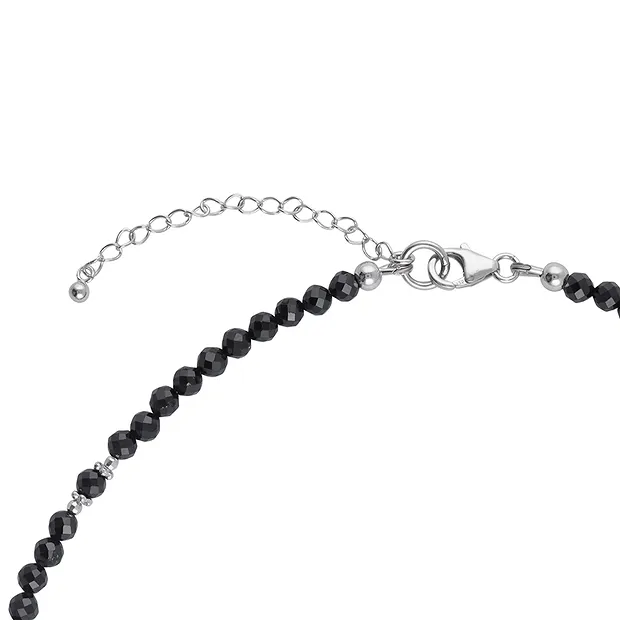 Colliers Spinelle noir boules (4mm), Ammolite, rhodié, Chaîne d'extension | Marco Schreier