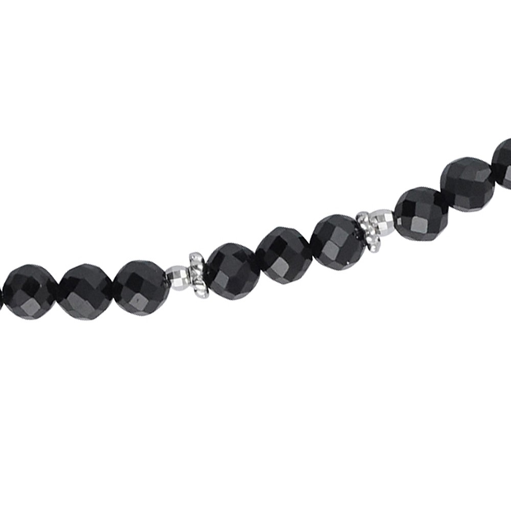 Colliers Spinelle noir boules (4mm), Ammolite, rhodié, Chaîne d'extension | Marco Schreier