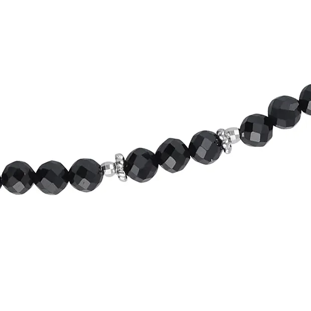 Collier de créateurs Spinelle noire boules, Ammolite, rhodié | Marco Schreier