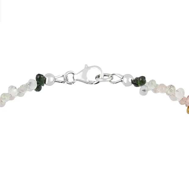 Kette Turmalin (bunt), Tropfen facettiert (4 x 2mm), rhodiniert | Marco Schreier