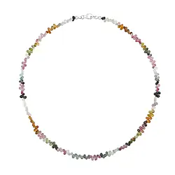 241018250025 Chaîne Tourmaline (polychrome), goutte à facettes (4 x 2mm), rhodiée | Marco Schreier
