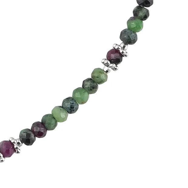 Collana Atelier Rubino-zoisite, bottone sfaccettato, rodiato | Marco Schreier