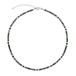 241018250030 Atelierkette Rubin-Zoisit, Button facettiert, rhodiniert | Marco Schreier