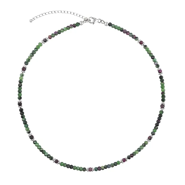 Collana Atelier Rubino-zoisite, bottone sfaccettato, rodiato | Marco Schreier