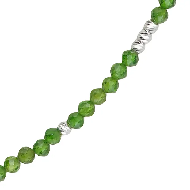Atelier necklace Chrome Diopside beads (4mm), Ammolite, rhodiniert, extension chain | Marco Schreier