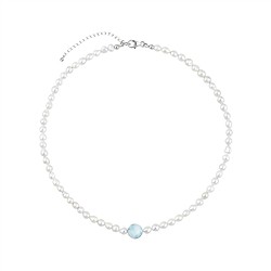 241018250047 Collar Atelier perla, bola de Larimar, rodinado | Marco Schreier