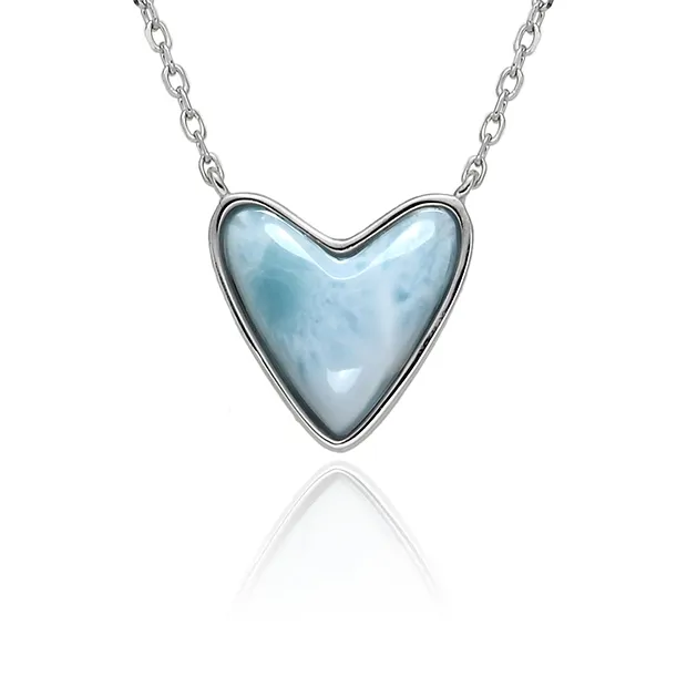 Larimar necklace, hearts (14mm, 9mm), rhodiniert | Marco Schreier