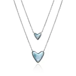 241018250121 Collier Larimar, Herzen (14mm, 9mm), rhodiniert | Marco Schreier