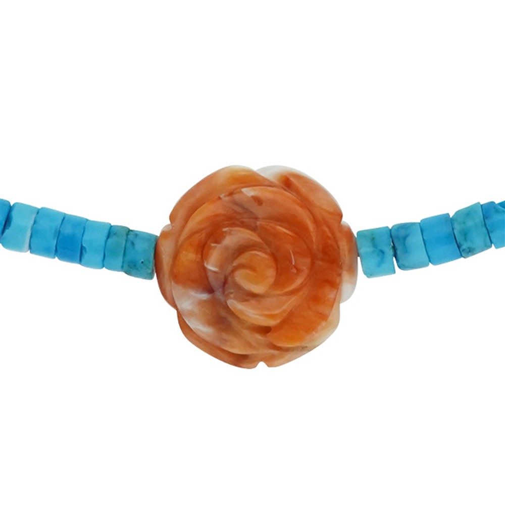 Atelierkette Türkis, Bergkristall, Spiny Oyster, rhodiniert | Marco Schreier