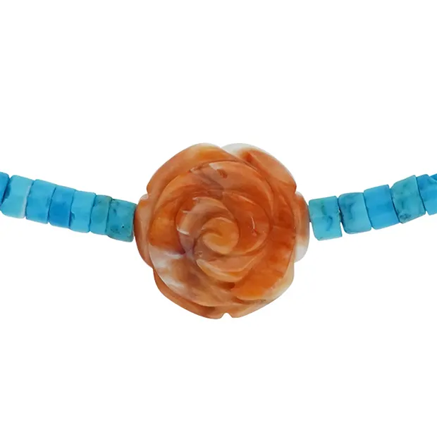 Atelierkette Türkis, Bergkristall, Spiny Oyster, rhodiniert | Marco Schreier