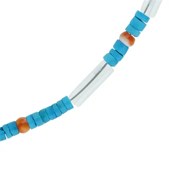 Chaîne d'atelier Turquoise, Cristal de roche, Spiny Oyster, rhodié | Marco Schreier