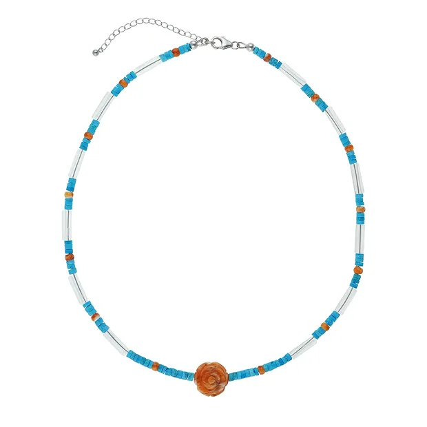 Collar Atelier Turquesa, Cristal de roca, Ostra espinosa, rodinado | Marco Schreier