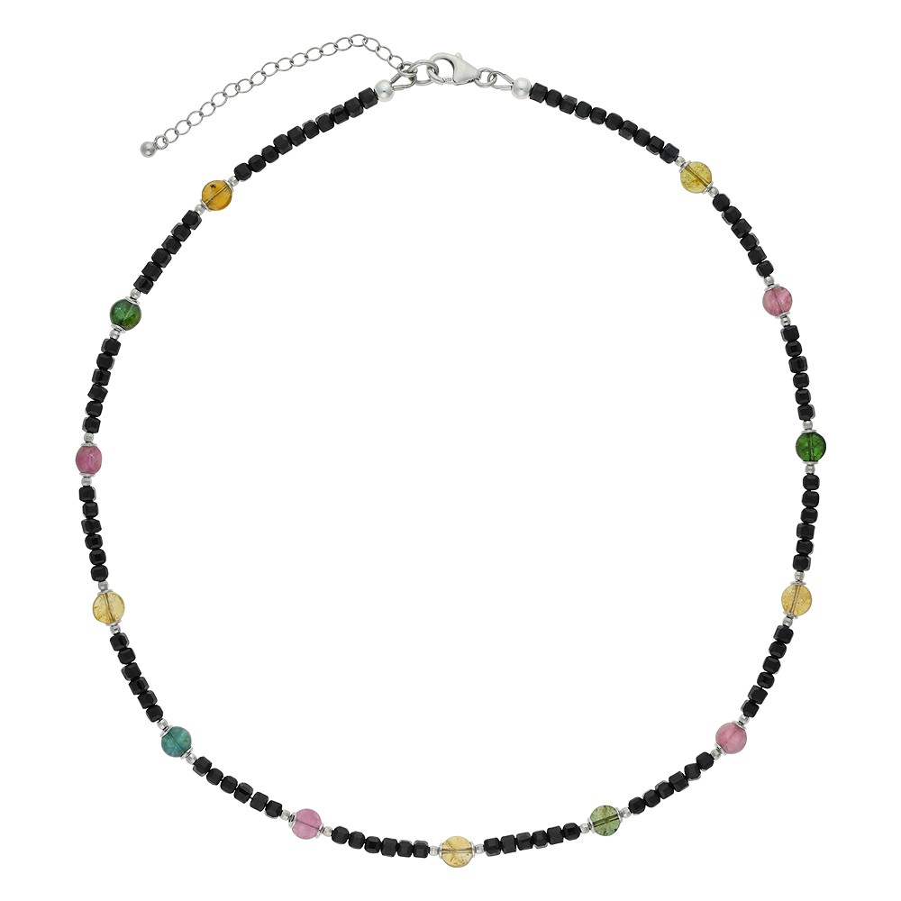 Atelierkette Schörl, Turmalin gelb, rot, grün, rhodiniert | Marco Schreier