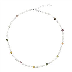 241018260032 Collier Perlen Potato, Turmalin Coin, rhodiniert, Verlängerungskettchen | Marco Schreier